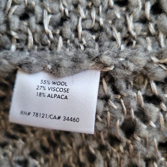 Eileen Fisher Eco Pebble Ash Cardigan Wool Alpaca Open Knit Gray Women Medium - Picture 11 of 12
